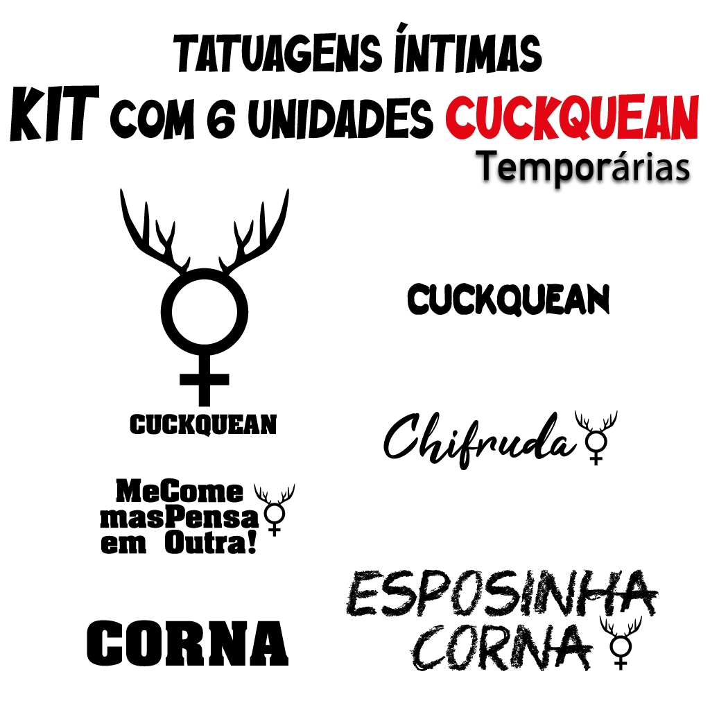 Kit 6 Tatuagens Temporárias Picantes para Casal – Cuckquean, Corn@, Esposinha Corn@
