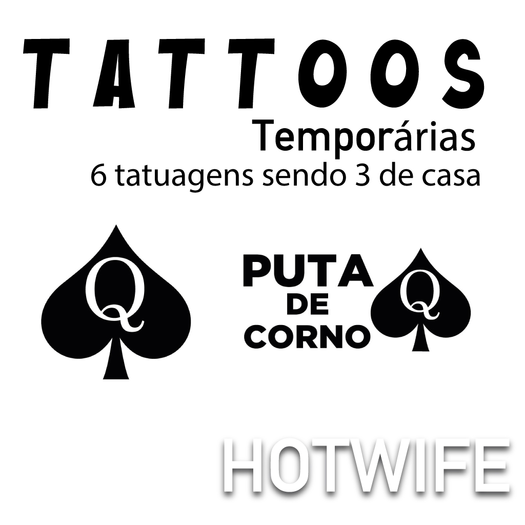 kit com 6 unidades tatuagens temporárias hotwife, mulher de corn e dama de espadas