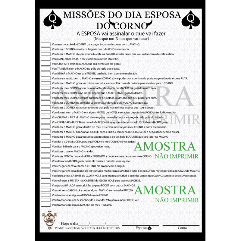 MISSÕES HOTWIFE CUCKOLD - MISSÕES DO DIA ESPOSA DO CORN##