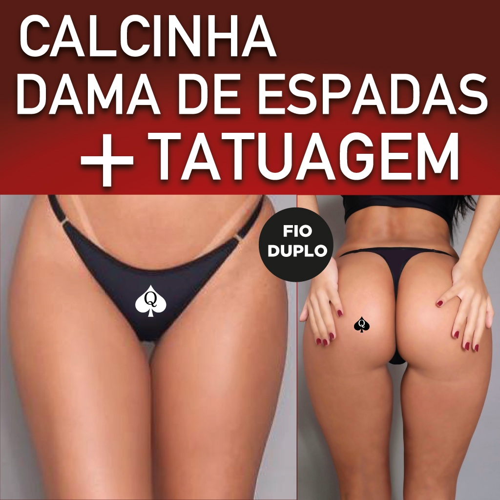 Calcinha dama de espadas cuckold casal swing com tatuagem dama de espadas